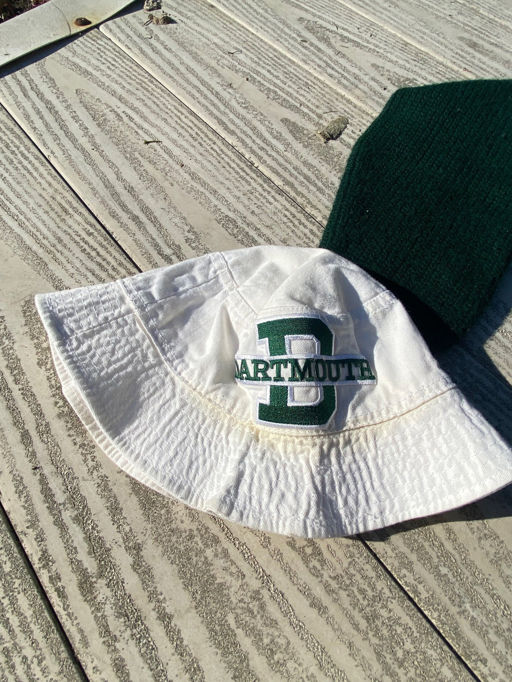 White Dartmouth Spellout Bucket Hat