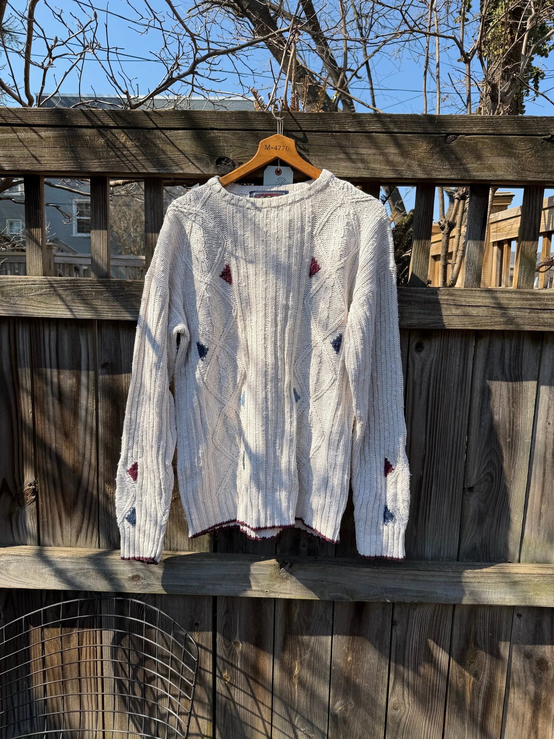 Vintage Chaps Ralph Lauren Linen-Blend Cable Knit Sweater - Cream - XL