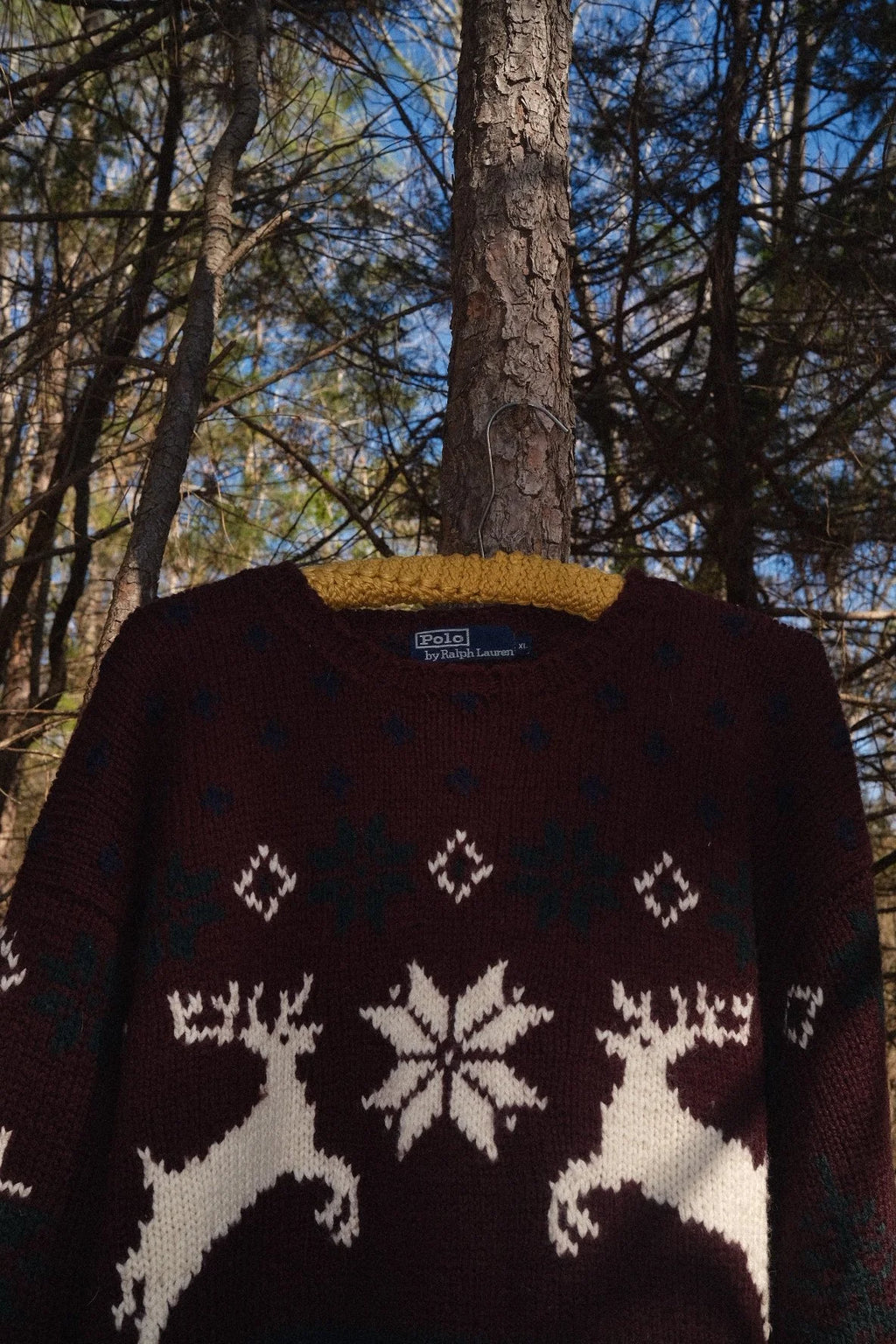 Vintage Polo Ralph Lauren Hand-Knit Wool Reindeer Sweater - XL