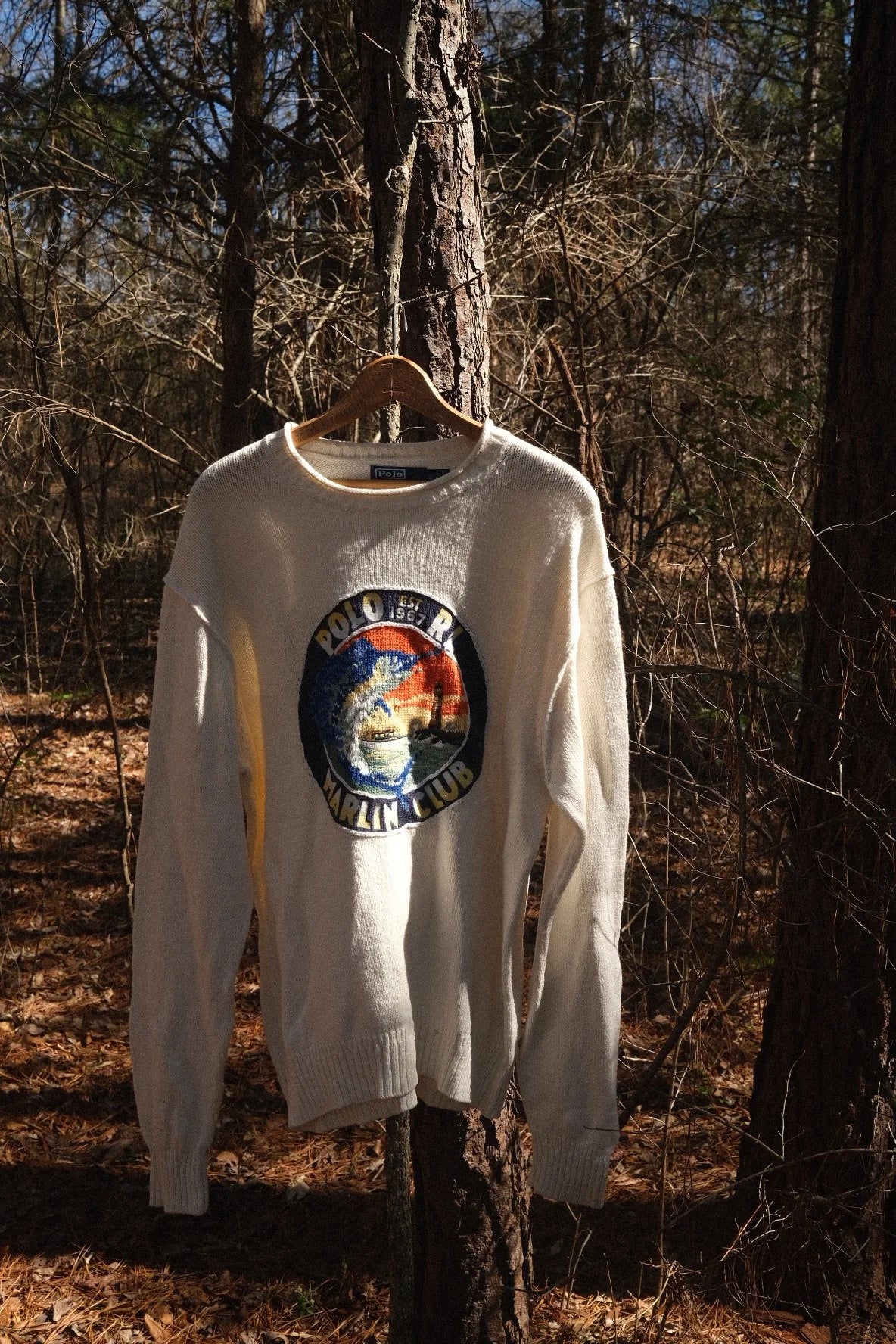 Polo Ralph Lauren "Marlin Club" Intarsia Knit Sweater - Cream - XL