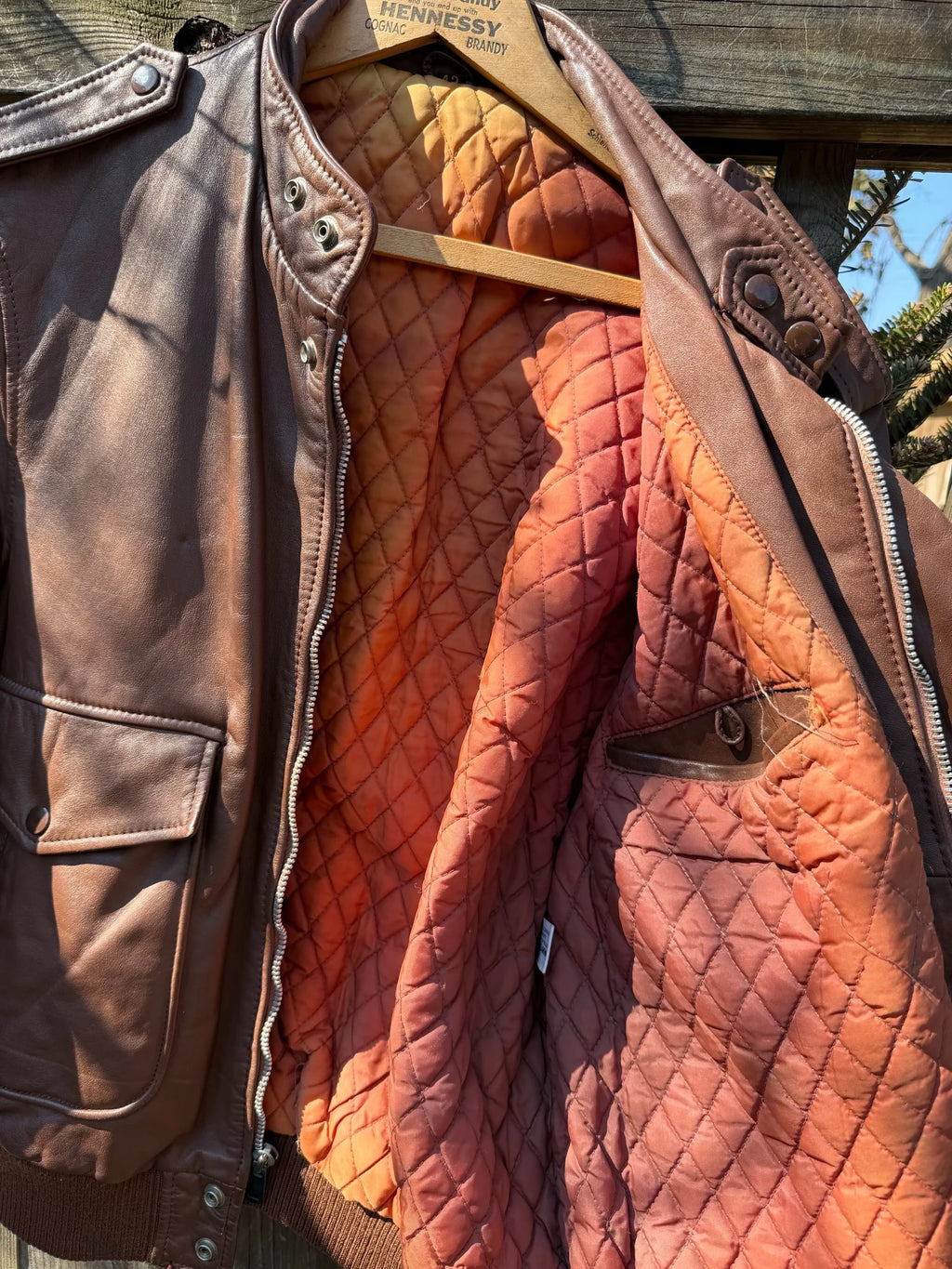 Hein Gericke Brown Leather Bomber Jacket