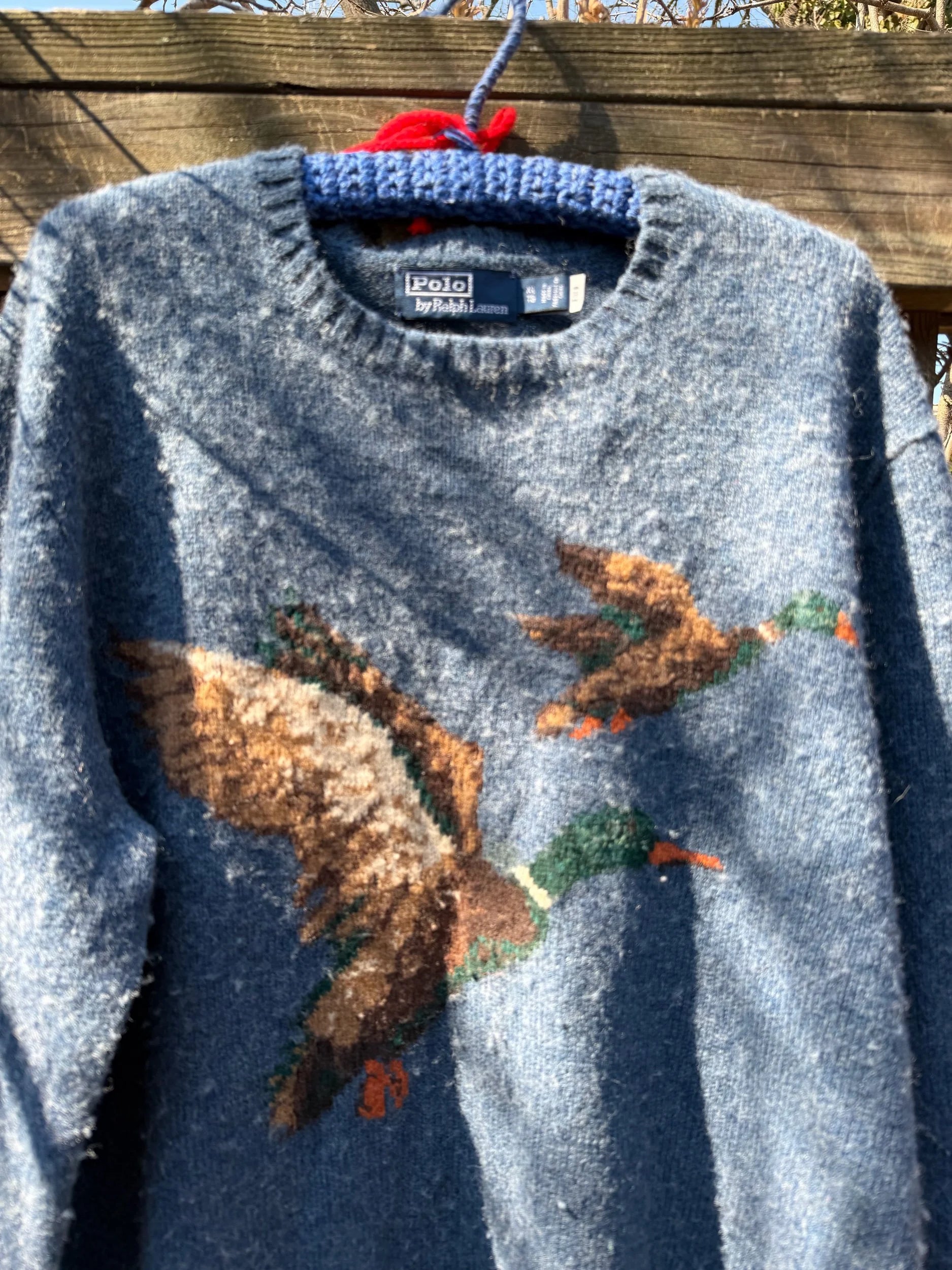 Polo Ralph Lauren 100% Wool Mallard Duck Sweater w/ Suede Elbow Patches - XL