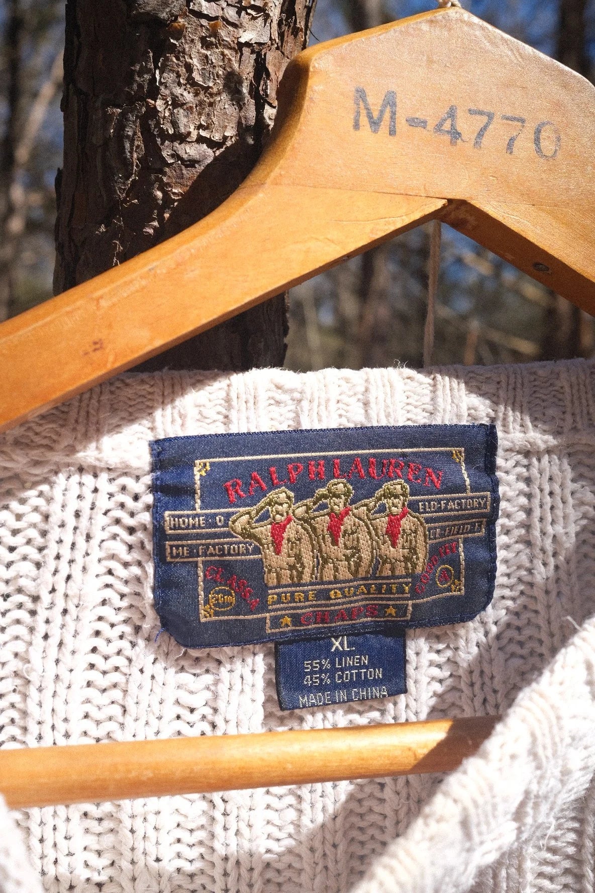 Vintage Chaps Ralph Lauren Linen-Blend Cable Knit Sweater - Cream - XL