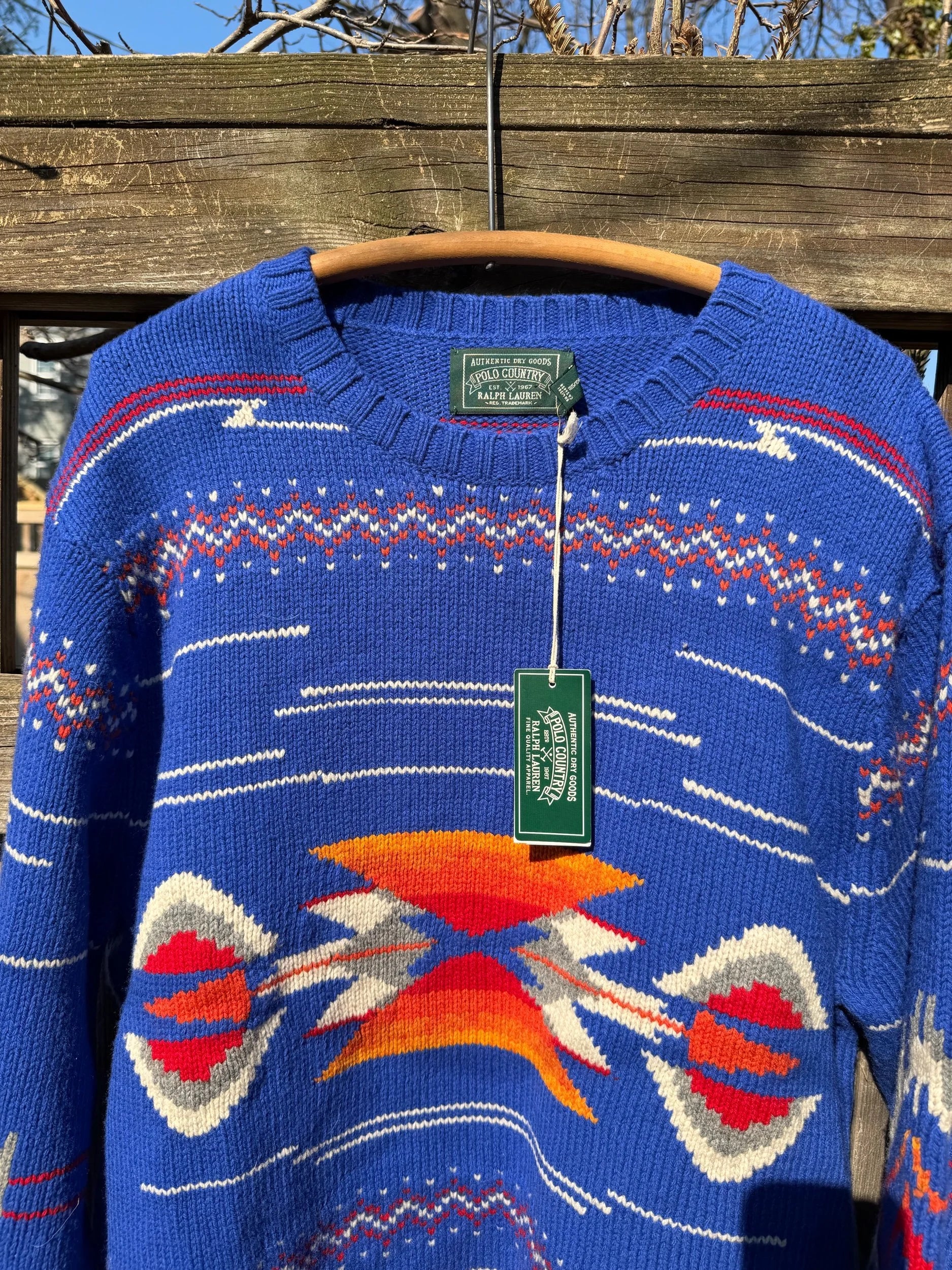 NWT Polo Country Ralph Lauren Southwestern Knit Sweater - Blue/Multi - XL