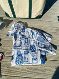 Vintage Illustrated Hawaiian Cocktail Camp Collar Shirt - Size M