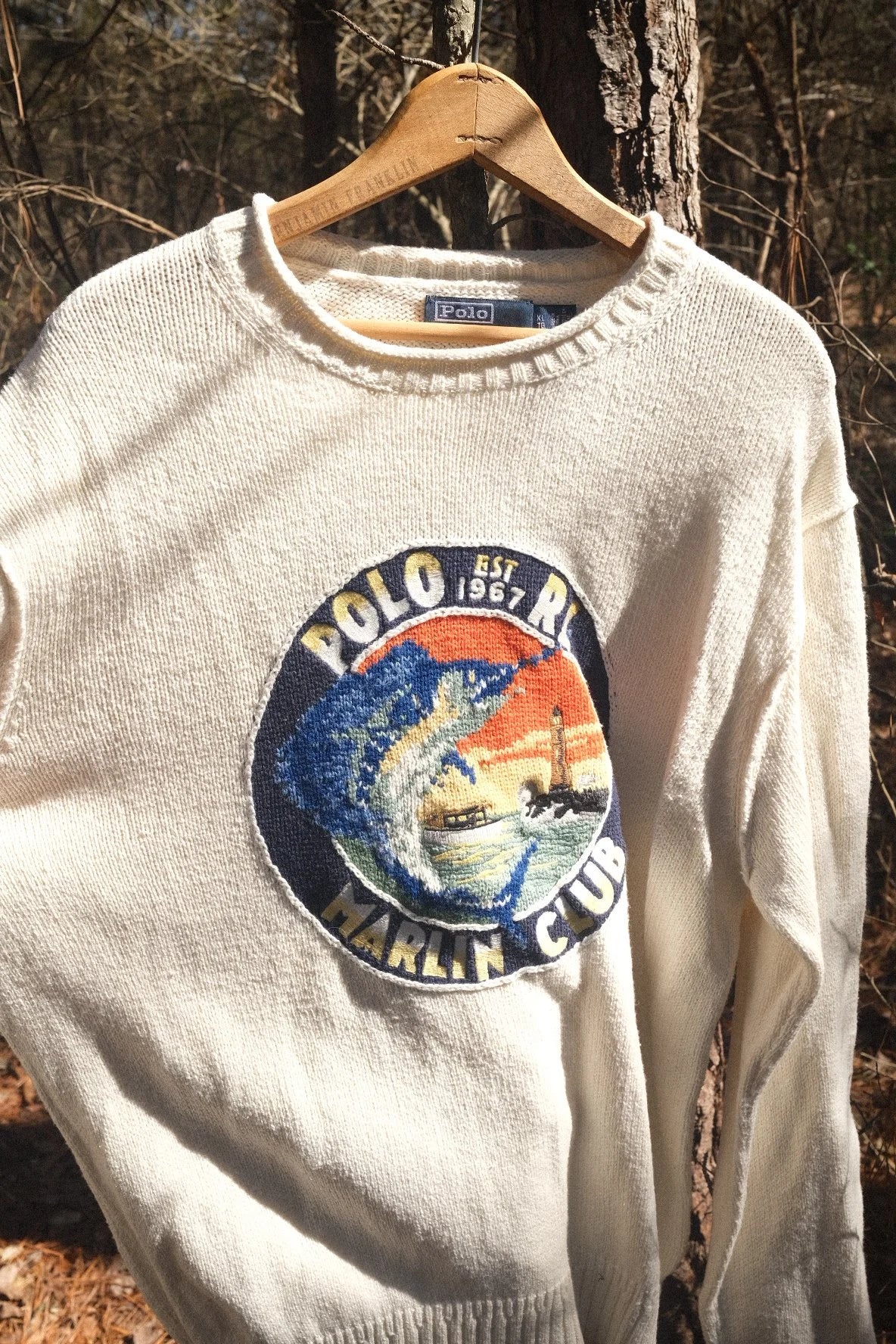Polo Ralph Lauren "Marlin Club" Intarsia Knit Sweater - Cream - XL