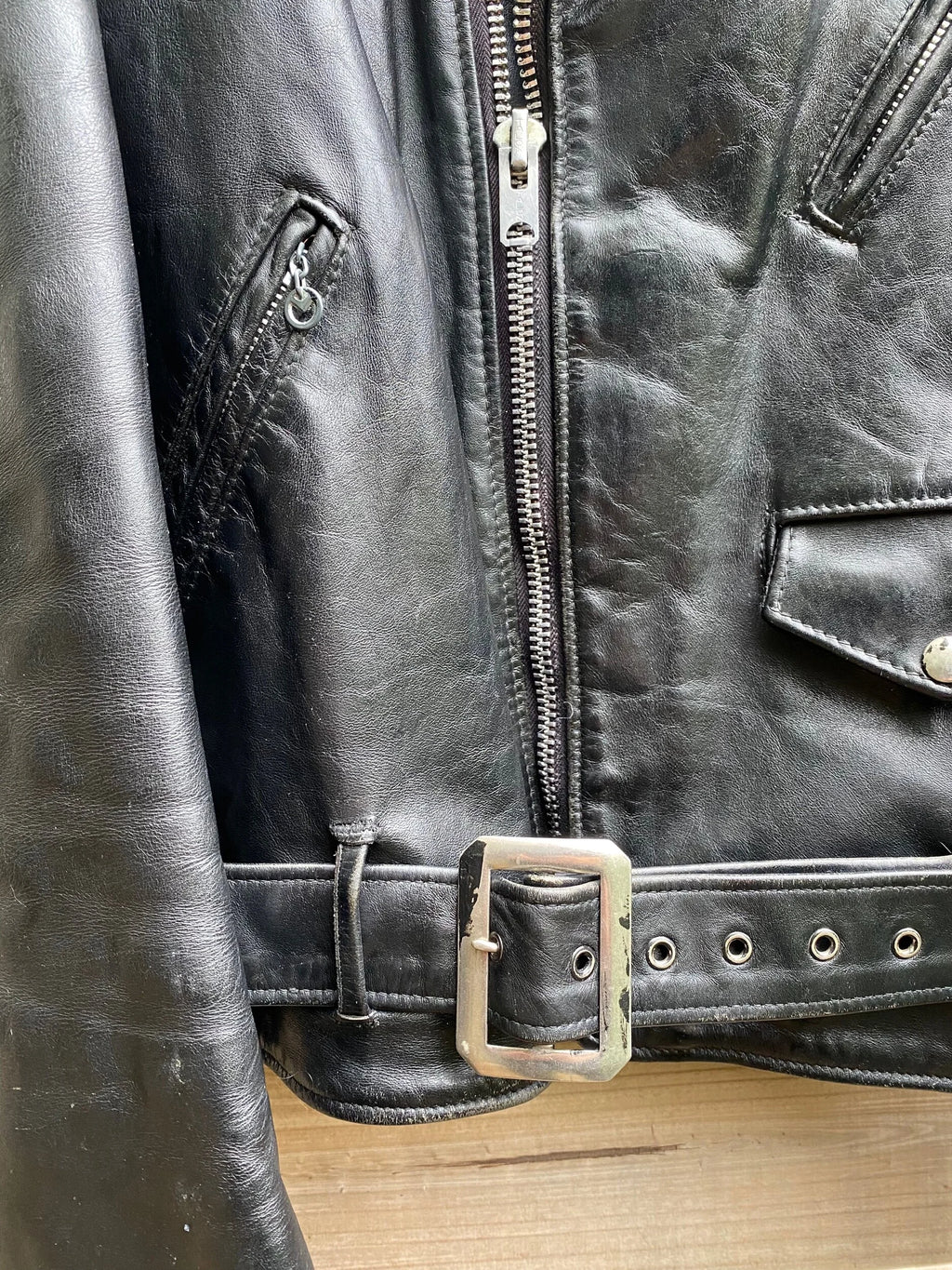 Vintage Schott Perfecto 618 Black Leather Motocycle Rider Jacket - Size 42