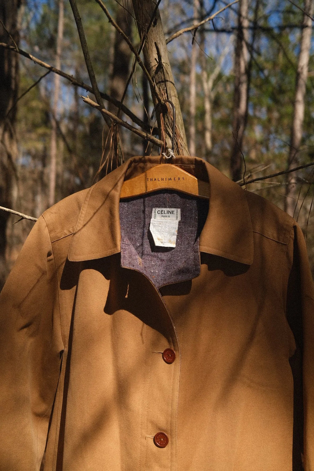 Vintage Celine Paris "Florent" Mac Trench Coat // Automne Khaki – Plaid Wool Lined -