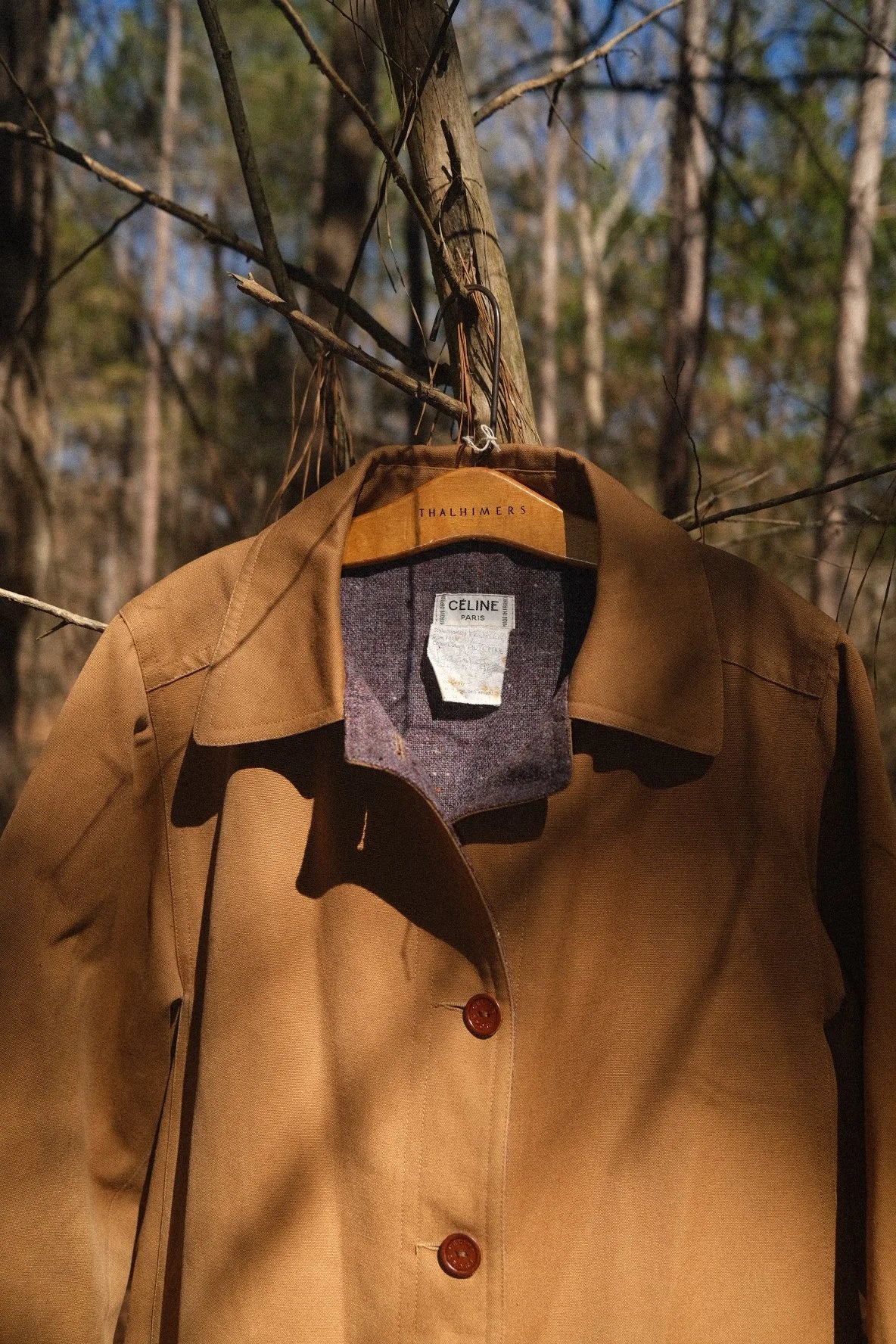 Vintage Celine Paris "Florent" Mac Trench Coat // Automne Khaki – Plaid Wool Lined -