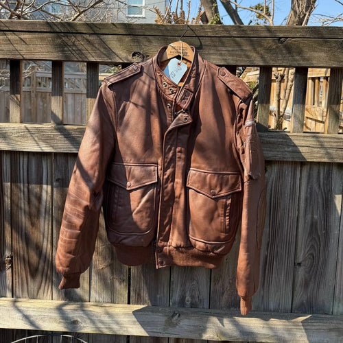 Hein Gericke Brown Leather Bomber Jacket