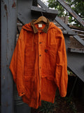 Orange Long Hooded Chore Coat with Corduroy Collar - Fresh Threads