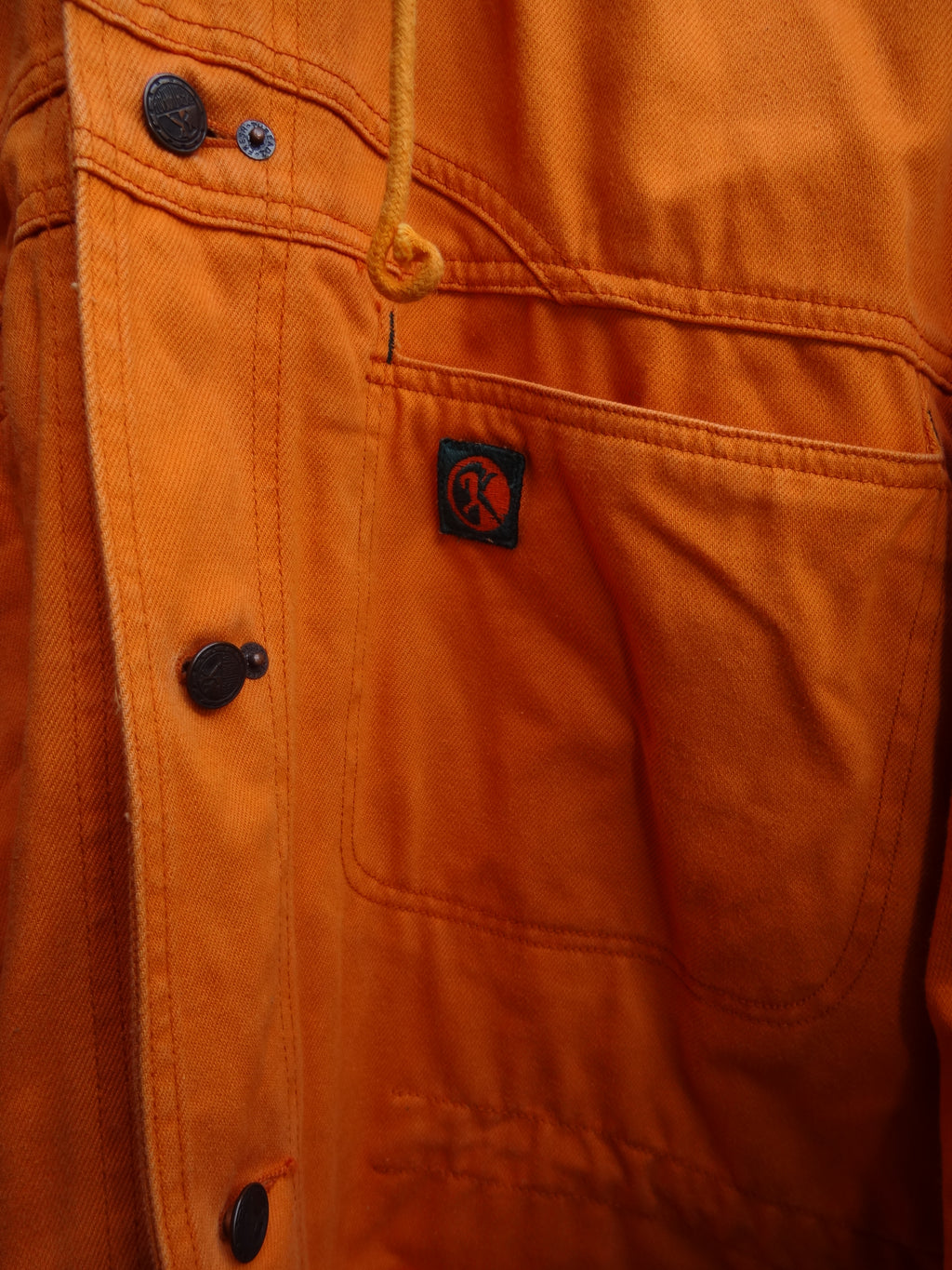 Orange Long Hooded Chore Coat with Corduroy Collar - Fresh Threads