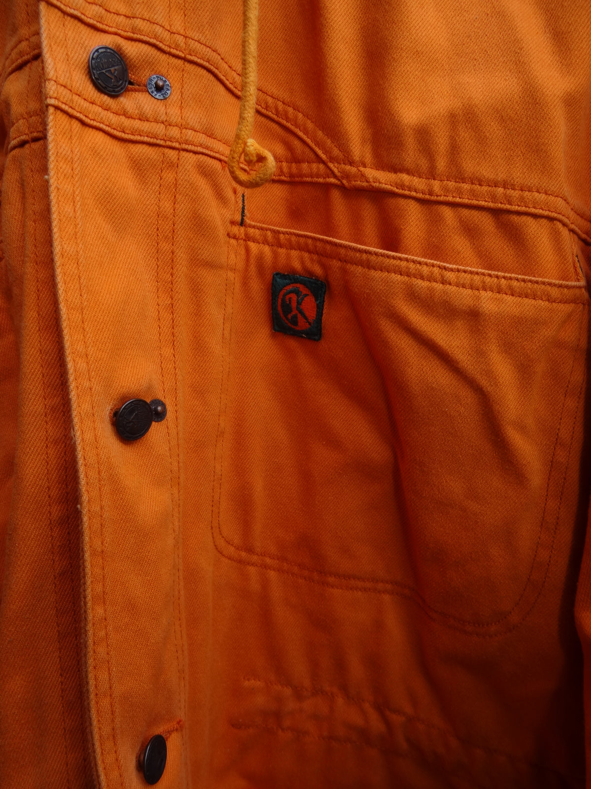 Orange Long Hooded Chore Coat with Corduroy Collar - Fresh Threads