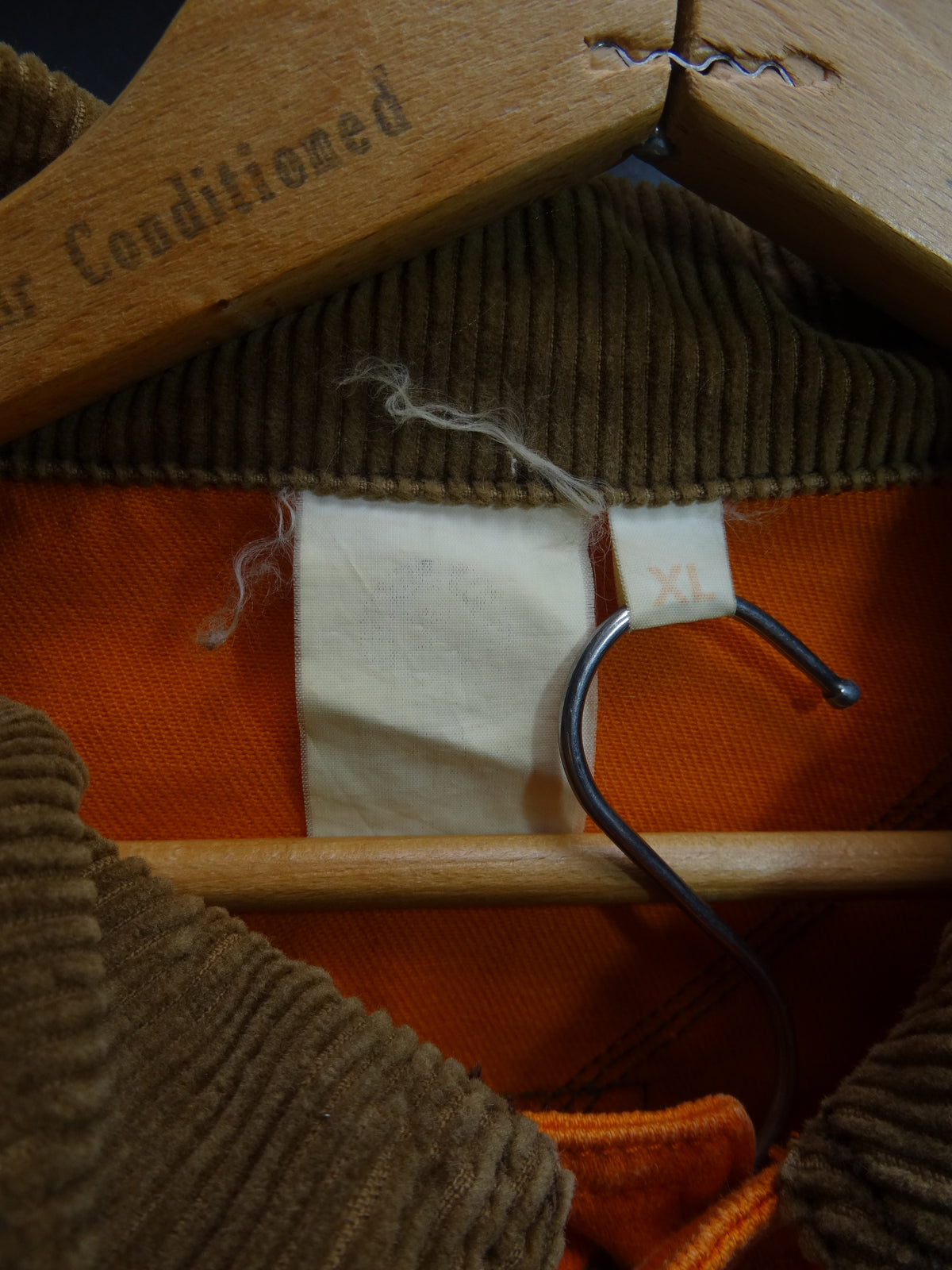 Orange Long Hooded Chore Coat with Corduroy Collar - Fresh Threads