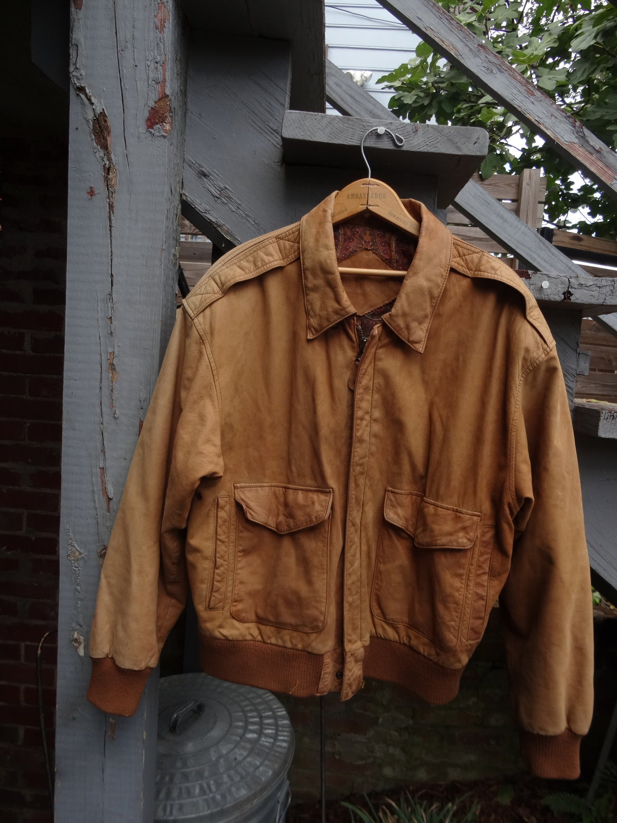 Vintage Gitano Leather Bomber Jacket - Size Large