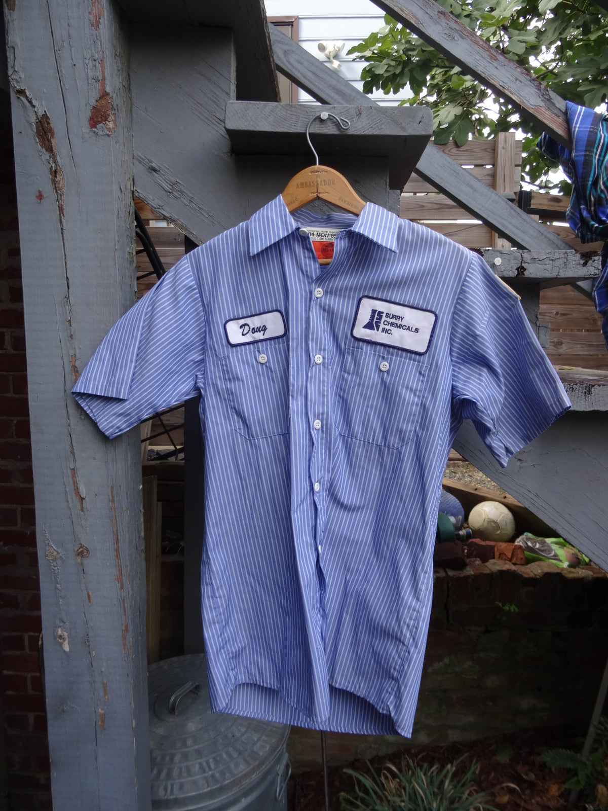 Vintage Red Kap Blue & white Striped Short Sleeve Work shirt - Doug