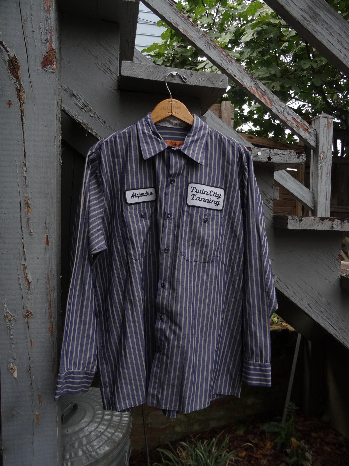 Long Sleeve Blue & Grey Stripe Red Kap Work Shirt - Alejandro