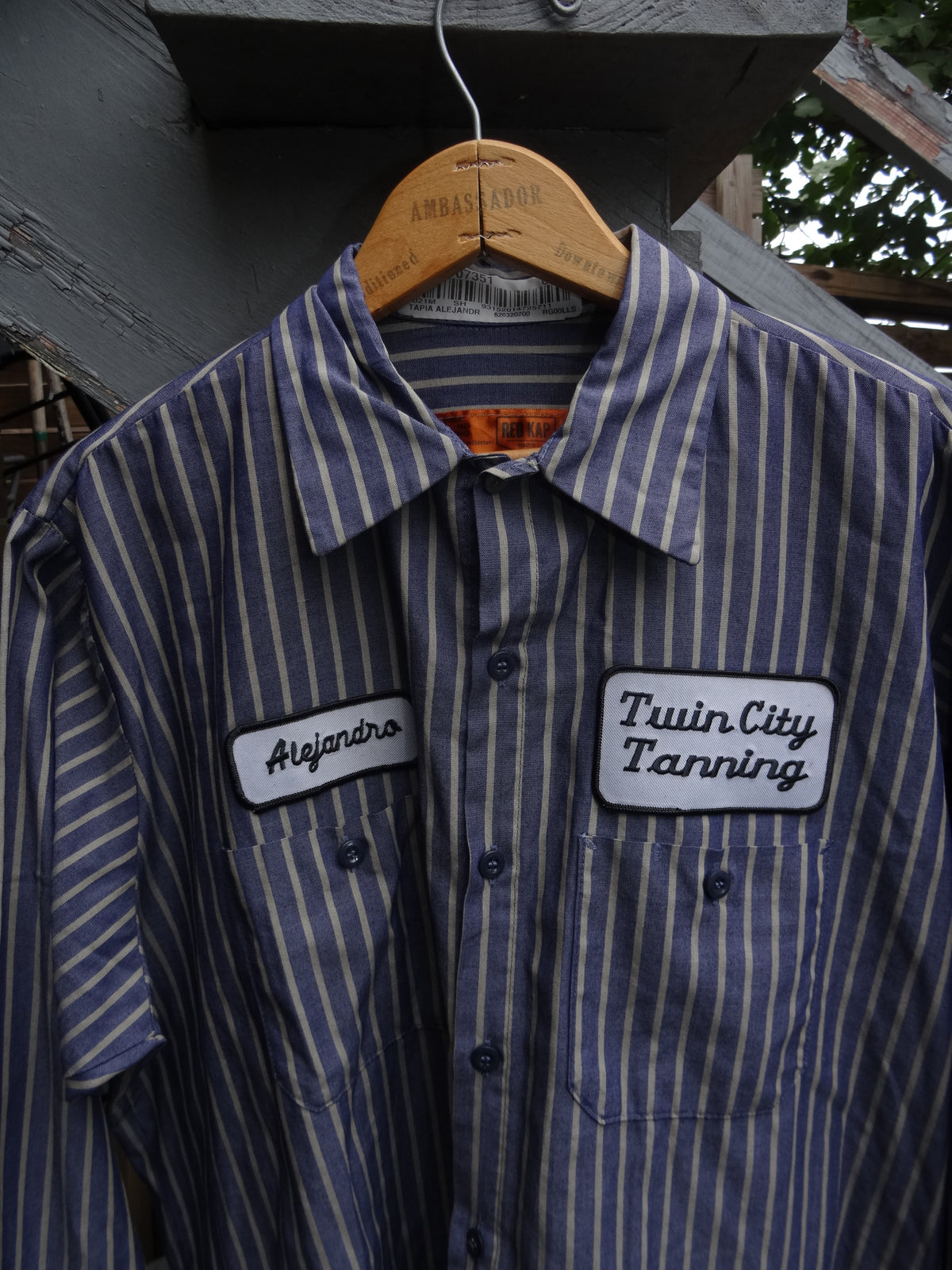 Long Sleeve Blue & Grey Stripe Red Kap Work Shirt - Alejandro