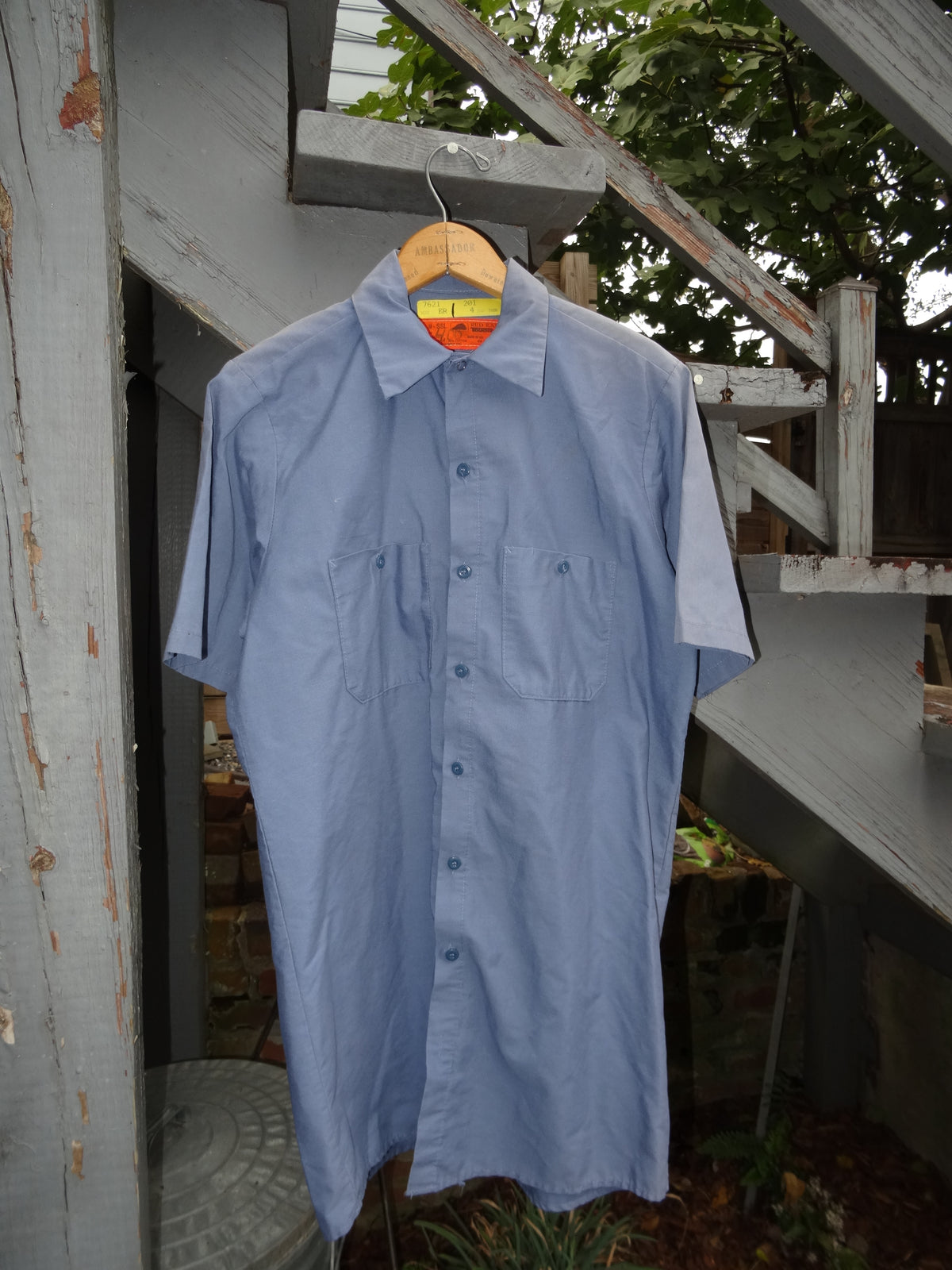 Short Sleeve Light Blue Red Kap Work shirt