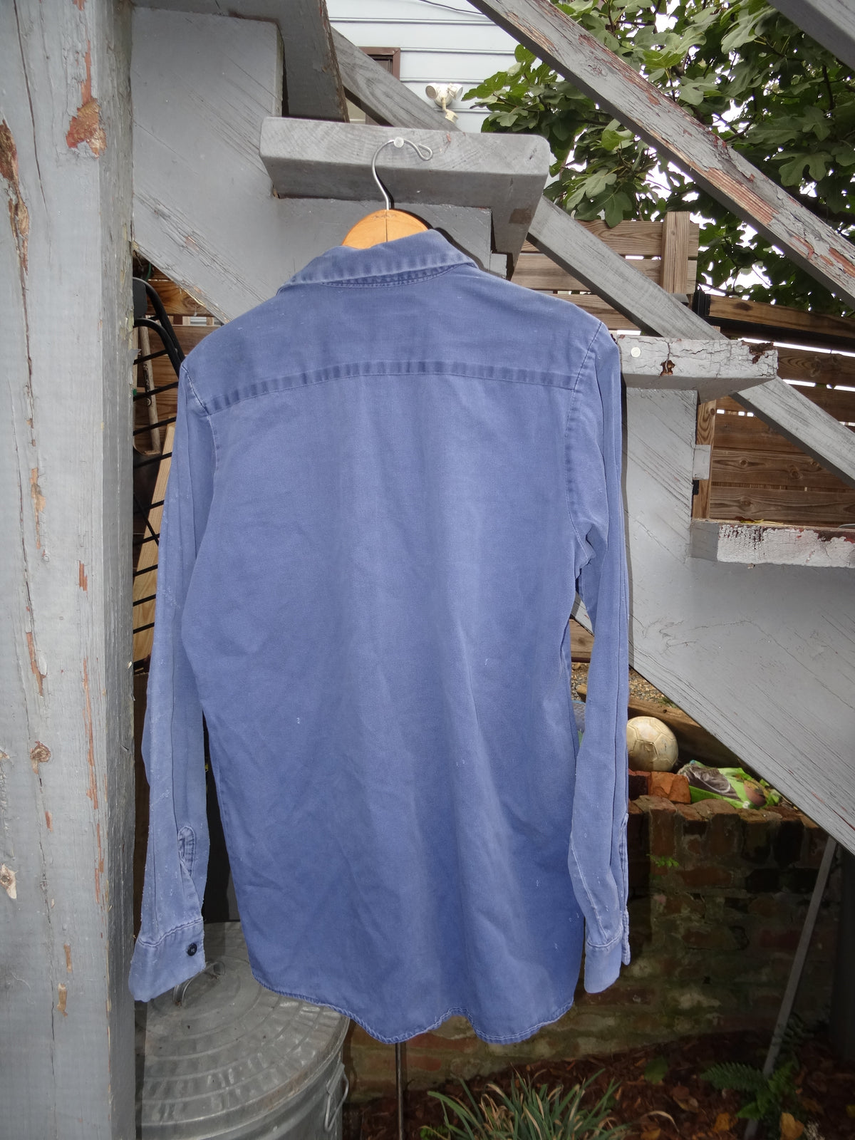 Faded Navy Distressed Long Sleeve Red Kap Work Shirt - C&B Salvage - "Rambo"