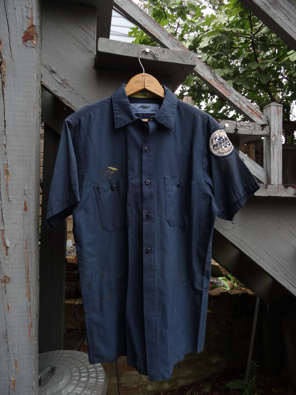 Navy Blue Short sleeve Penske Patch Short Sleeve "Mart" ghost image Cintas
