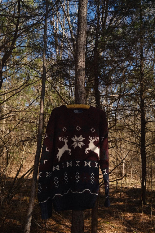 Vintage Polo Ralph Lauren Hand-Knit Wool Reindeer Sweater - XL