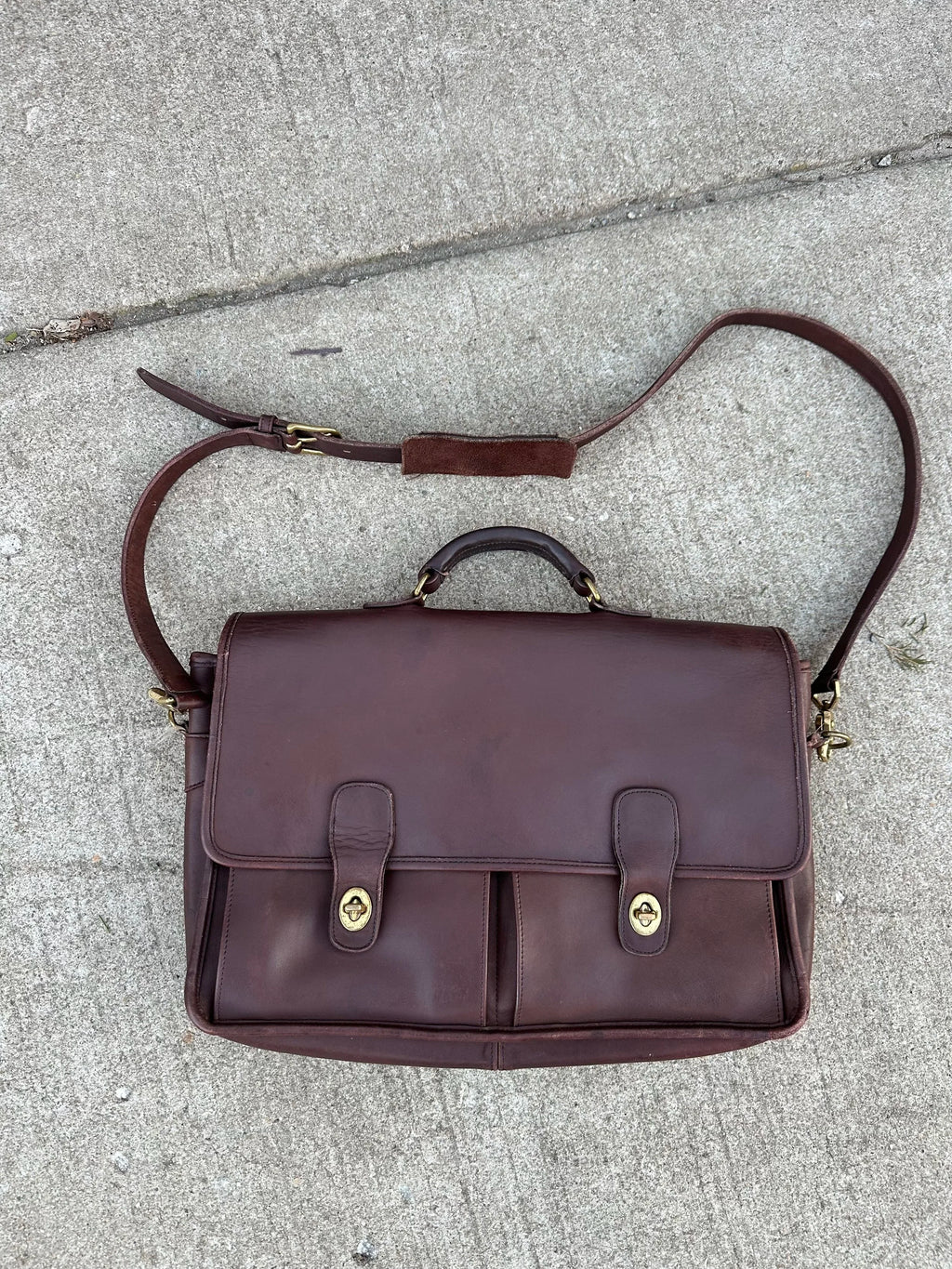 Coach Vintage Leather Briefcase Laptop Bag - Medium Havana (Burgundy)
