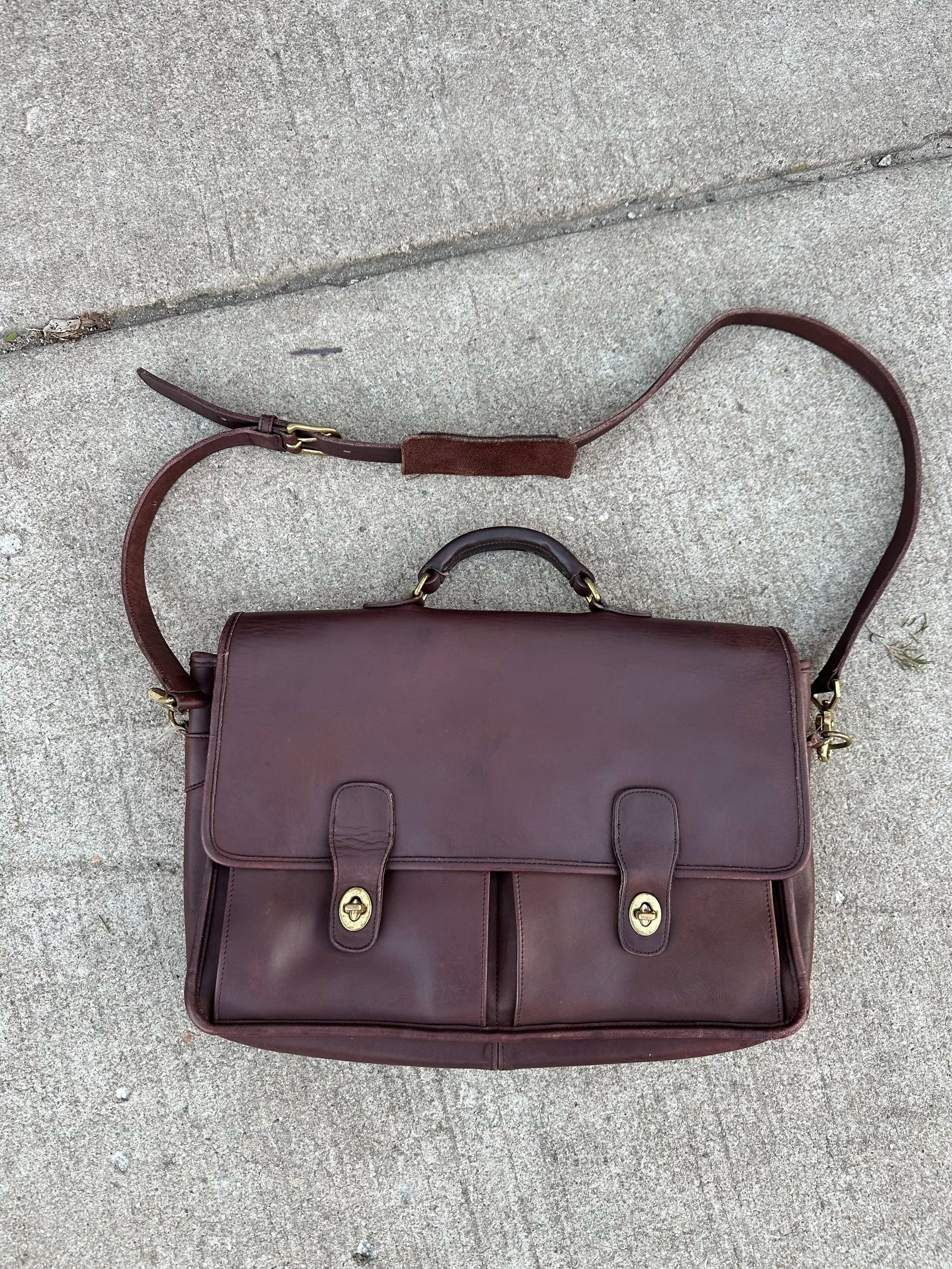 Coach Vintage Leather Briefcase Laptop Bag - Medium Havana (Burgundy)