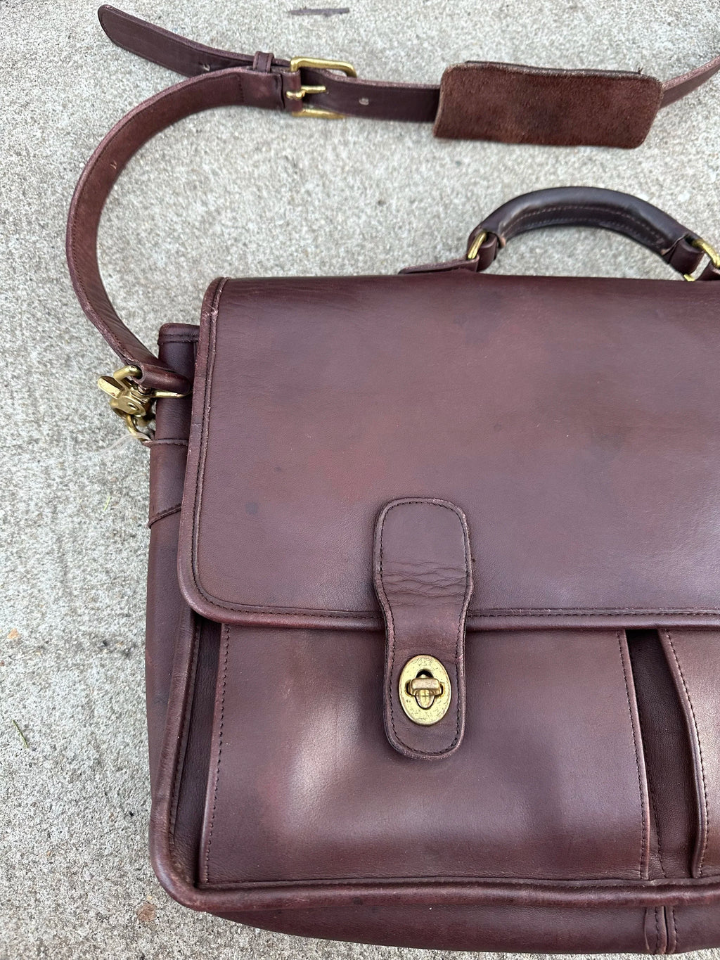 Coach Vintage Leather Briefcase Laptop Bag - Medium Havana (Burgundy)