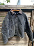 Distressed Carhartt Faded Black Grey Canvas J22 Work Jacket - Size XL