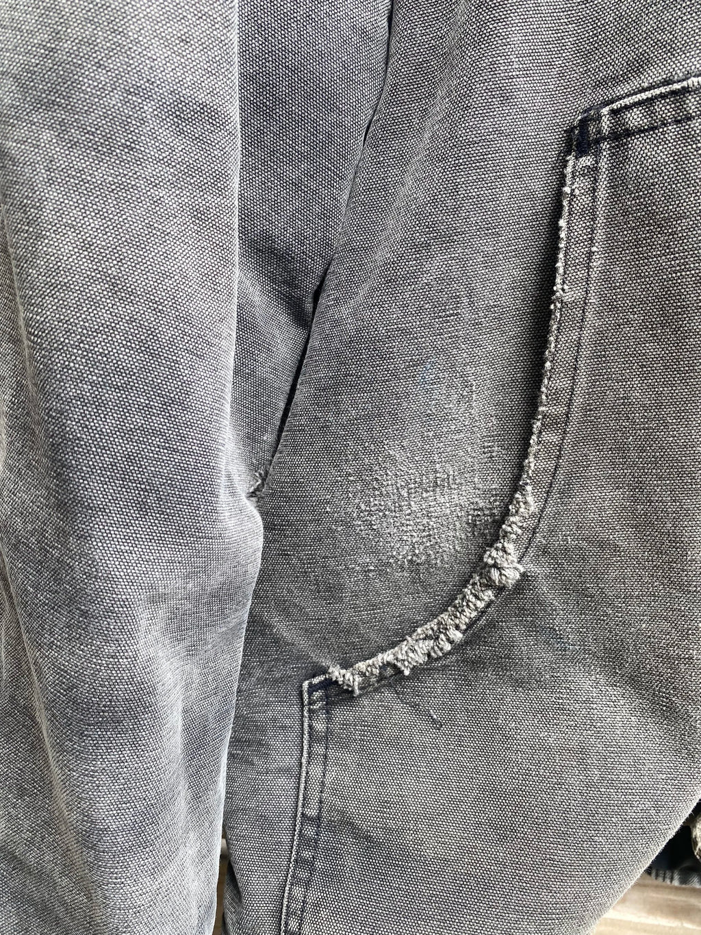 Distressed Carhartt Faded Black Grey Canvas J22 Work Jacket - Size XL