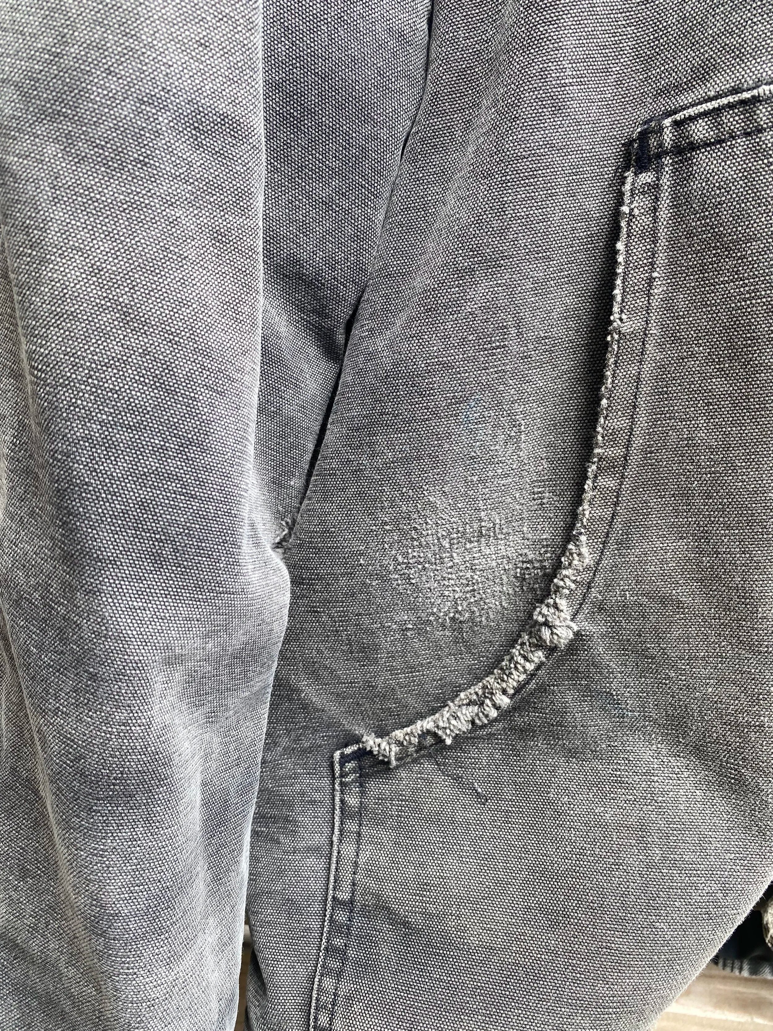 Distressed Carhartt Faded Black Grey Canvas J22 Work Jacket - Size XL