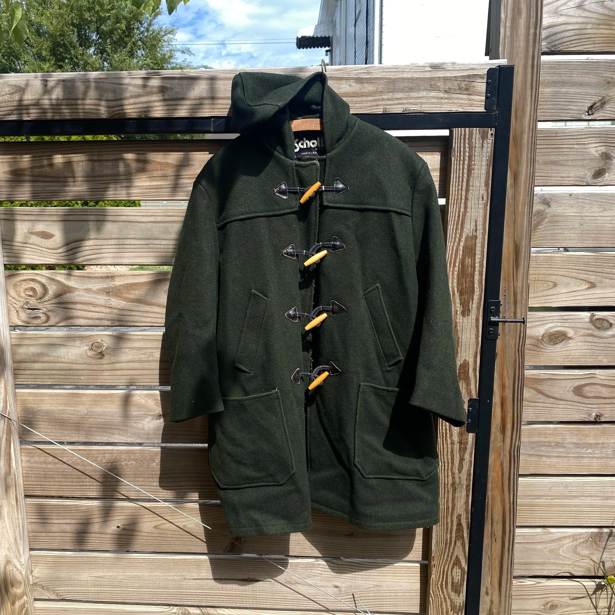 Green Wool Schott Bros. Duffle Coat - USA - Size XL/XXL