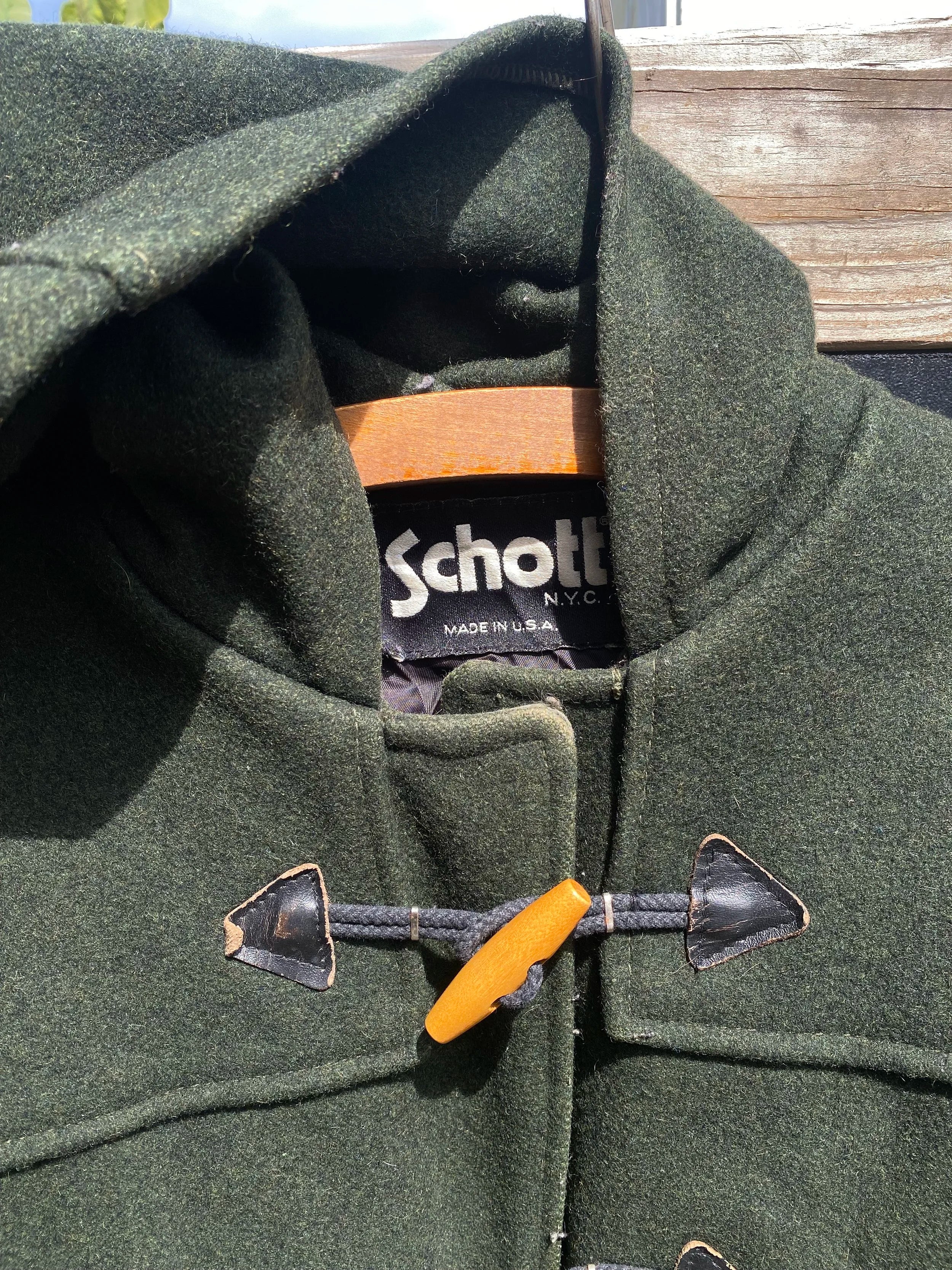 Green Wool Schott Bros. Duffle Coat - USA - Size XL/XXL