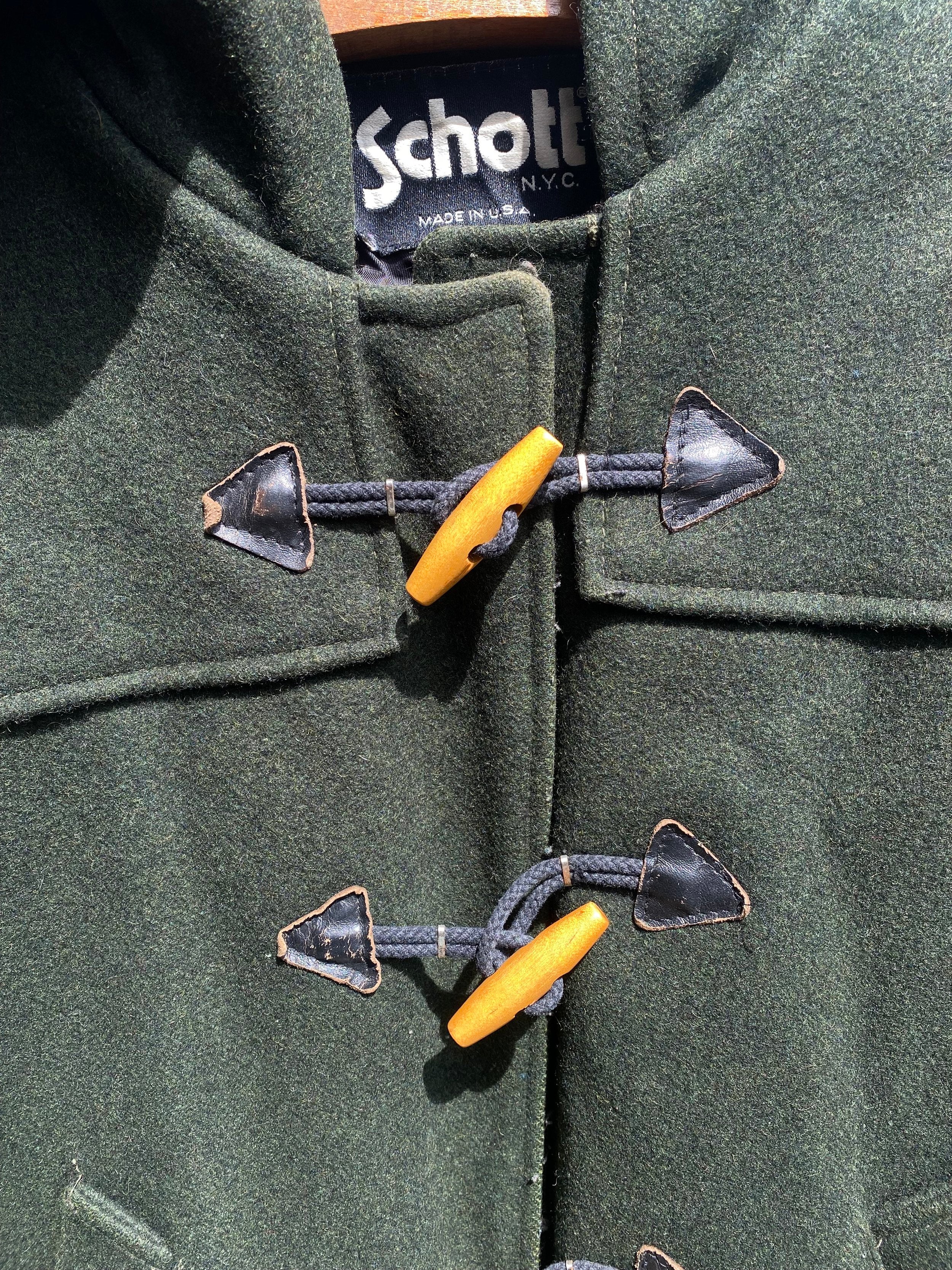 Green Wool Schott Bros. Duffle Coat - USA - Size XL/XXL