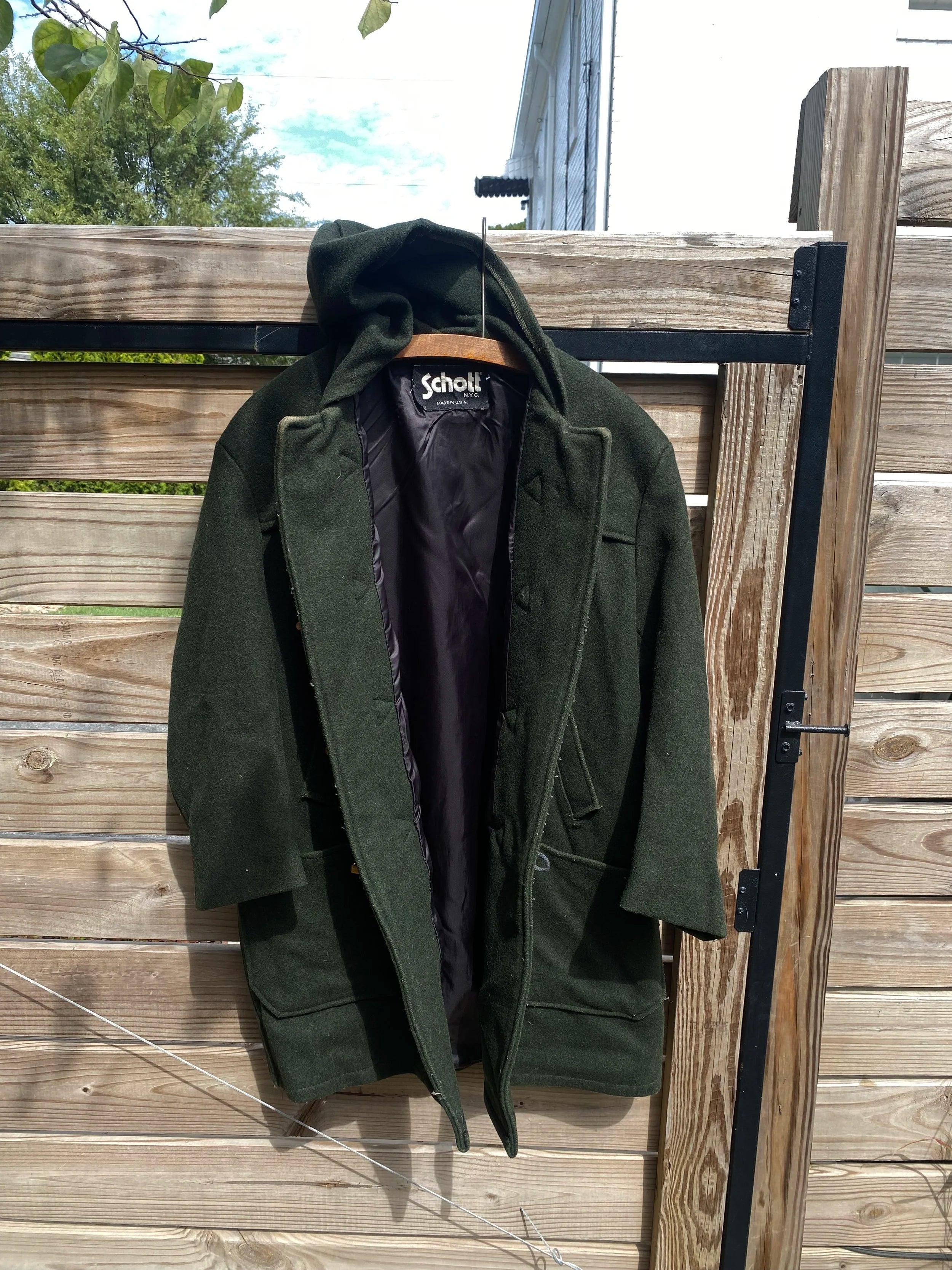 Green Wool Schott Bros. Duffle Coat - USA - Size XL/XXL