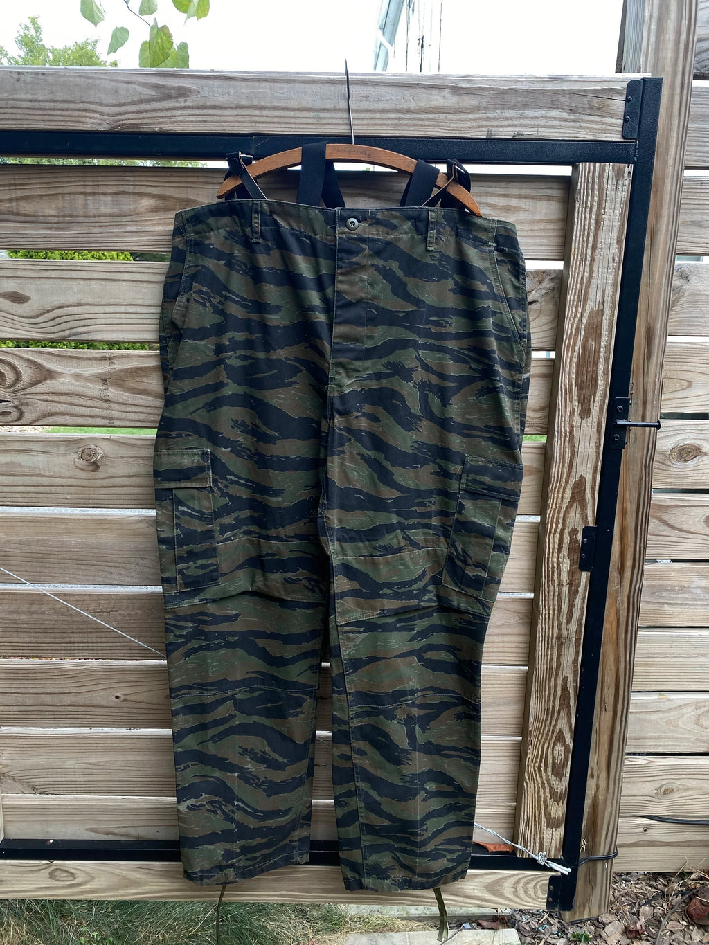 Tiger Stripe Camo Military Combat Trousers w/ Suspenders - Size XXL