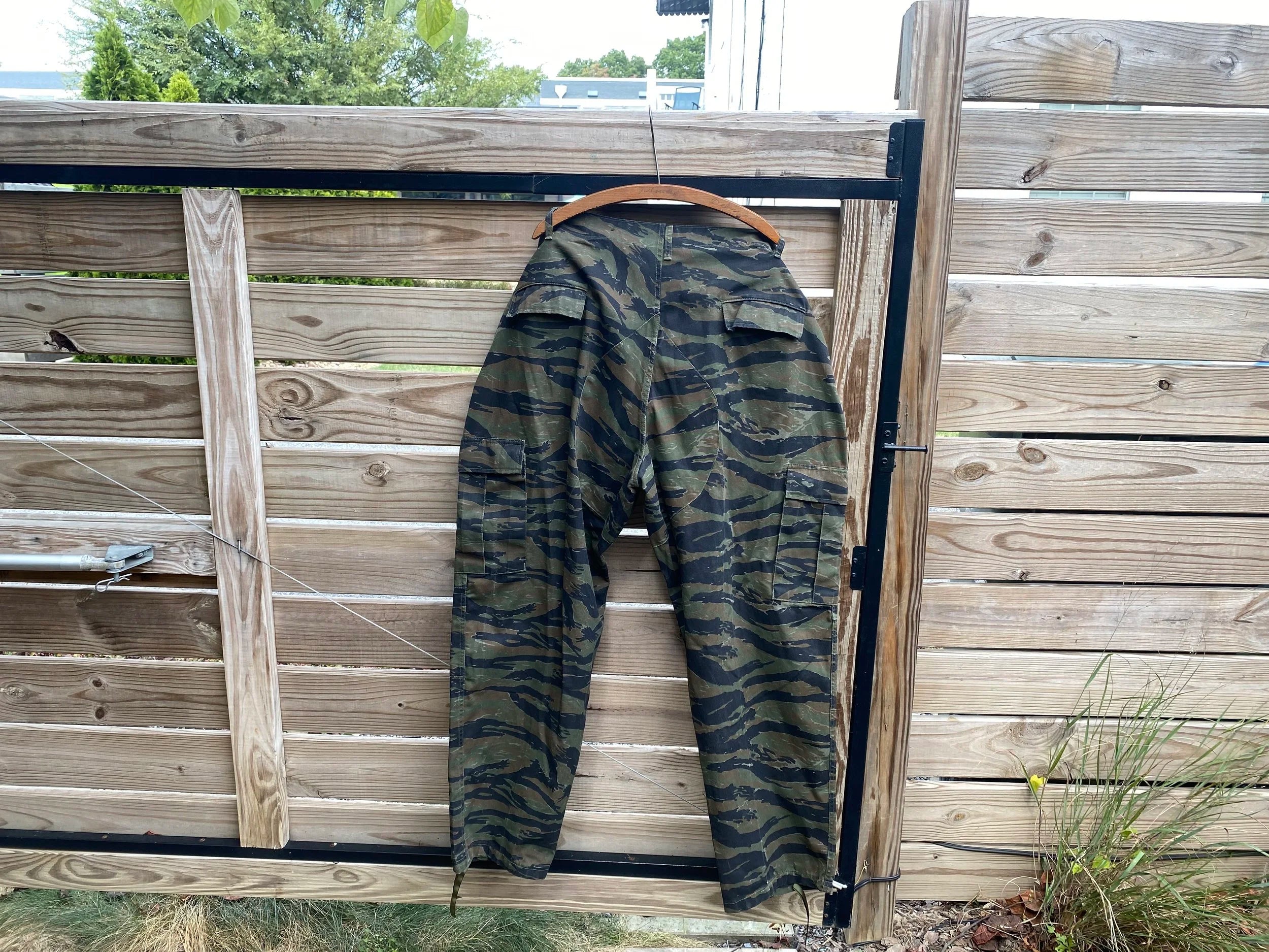 Tiger Stripe Camo Military Combat Trousers w/ Suspenders - Size XXL