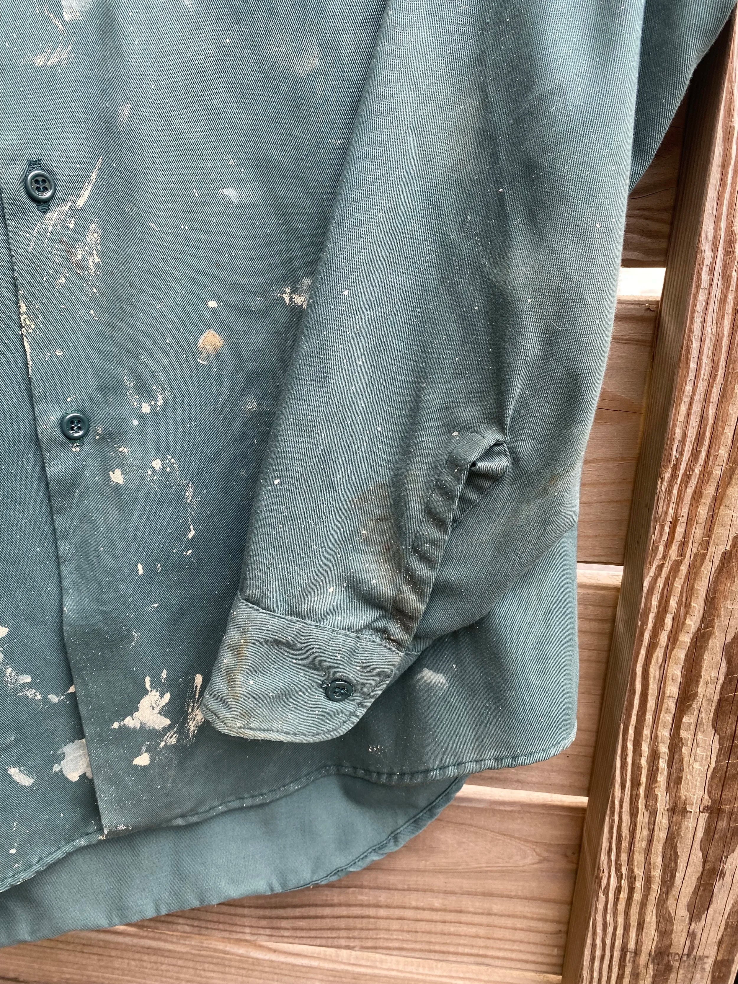Big Mac Distressed Vintage Green Work Shirt - Fits L