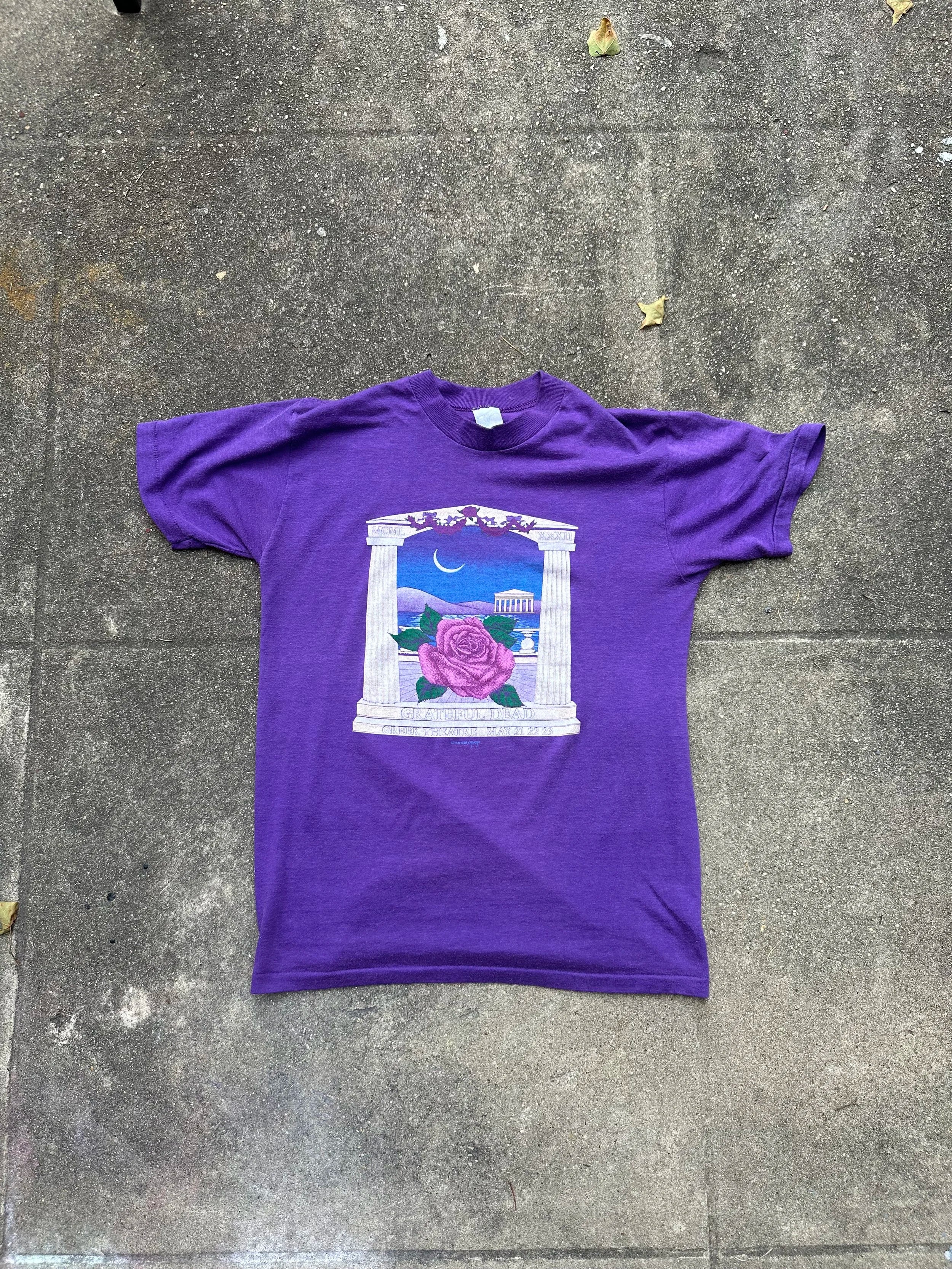 1982 Vintage Grateful Dead T-shirt - Greek Theater, Los Angeles 1982 tour - Purple - Size XS/S