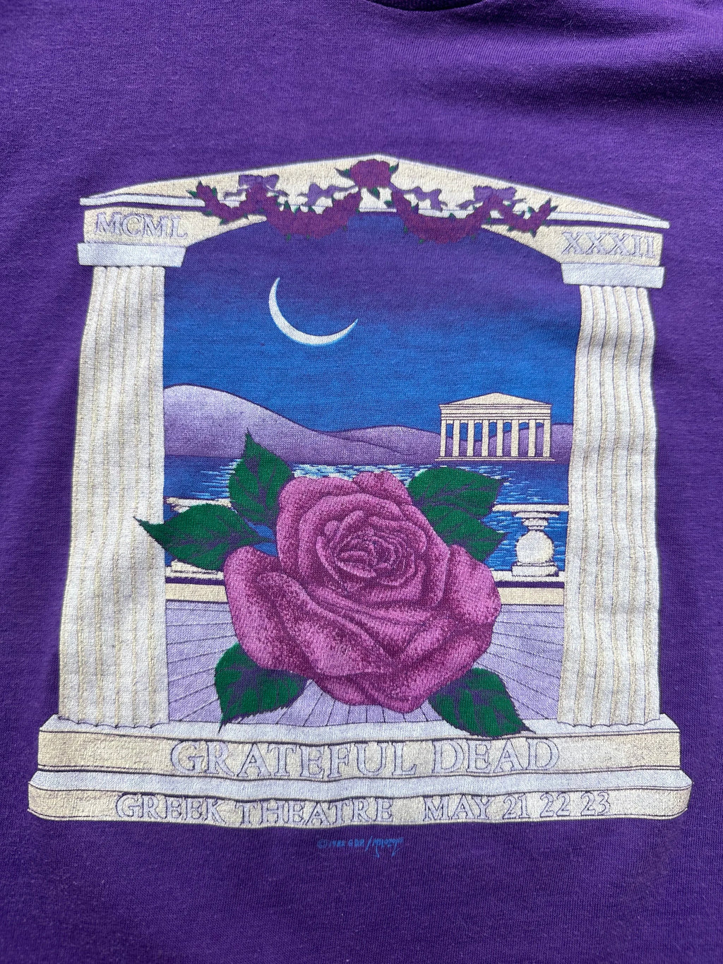 1982 Vintage Grateful Dead T-shirt - Greek Theater, Los Angeles 1982 tour - Purple - Size XS/S