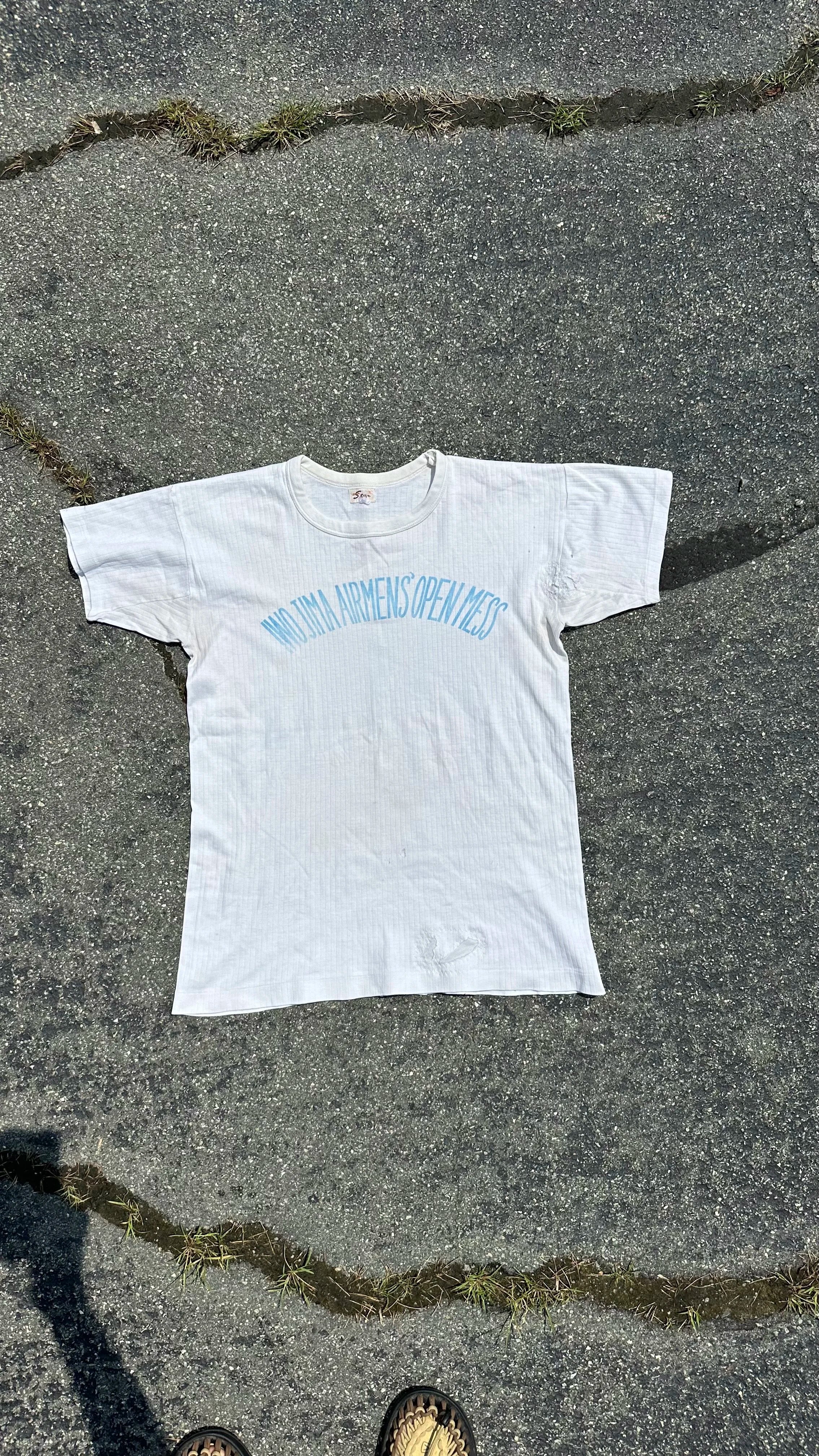 True vintage ribbed military t-shirt 40’s/50’s faded and distressed