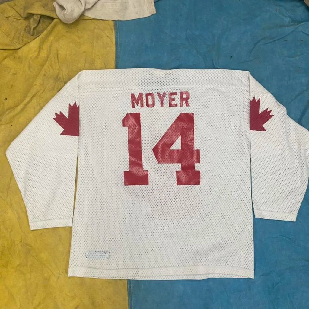 Vintage Team Canada 1976 Canada Cup - Abstract Red Maple Leaf Logo Athletic Knit White Jersey - Size XL